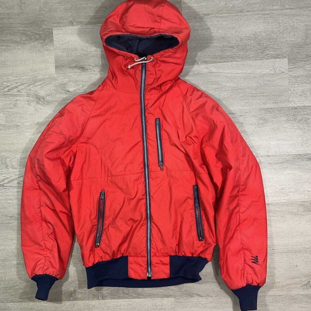 Vintage 90s Nils Ski Hooded Jacket Full zip Mens Size Large Red thinsulate 3M
